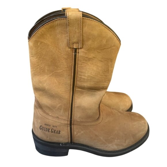 Guide Gear Mens Tan Leather Cowboy Work Boots Size 9EE Durable Construction - Picture 1 of 11